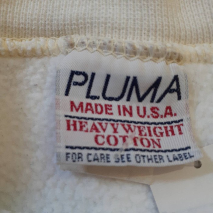 90s pluma by russell reverse weave type print sweat (made in USA) | Vintage.City 古着屋、古着コーデ情報を発信