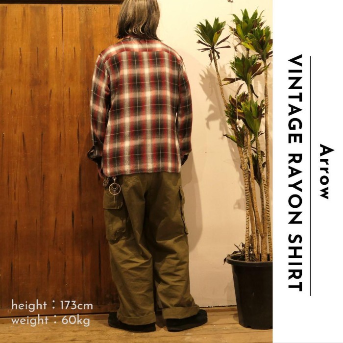 USED M-L Rayon Ombre Check Shirt -Arrow- | Vintage.City 古着屋、古着コーデ情報を発信