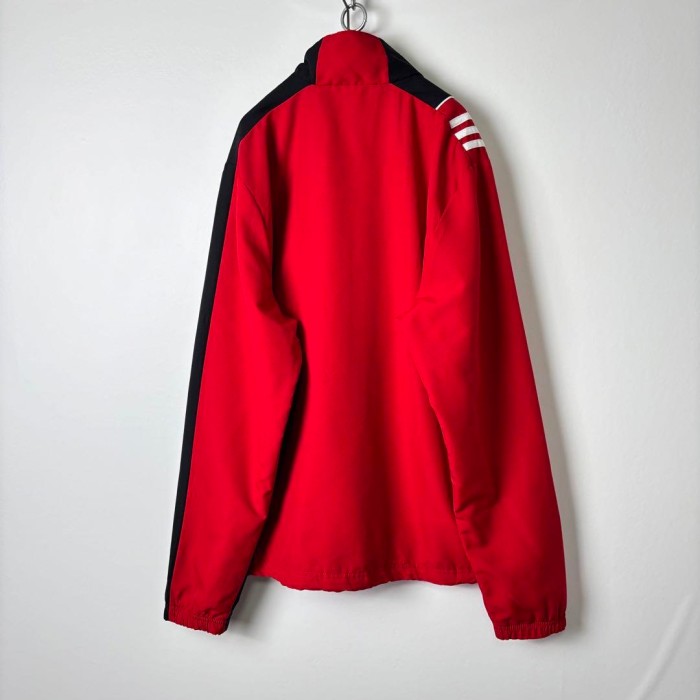 adidas スリーライン バイカラー 襟ロゴ ナイロンジャケット 赤黒 L | Vintage.City 古着屋、古着コーデ情報を発信