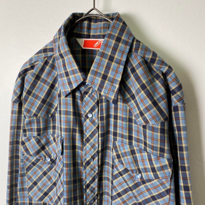 90s GWG チェックシャツ ウエスタンシャツ 薄手 長袖 ブルー M | Vintage.City 빈티지숍, 빈티지 코디 정보