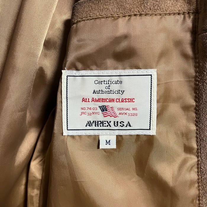 AVIREX/スウェード/レザージャケット/牛革/leather jacket/アヴィレックス/ブラウンベージュ | Vintage.City 古着屋、古着コーデ情報を発信