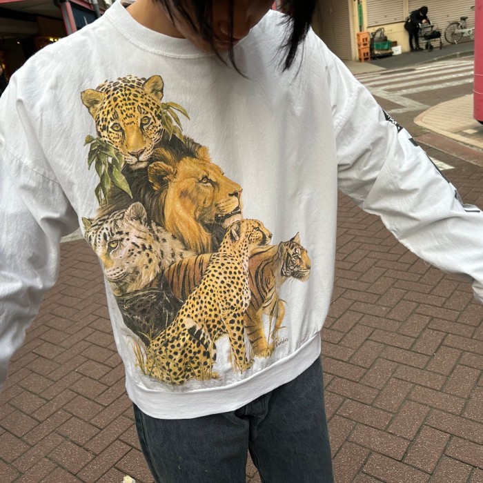 80's USA made / animal print t-shirt アメリカ製 ロンT アニマルプリント 動物柄 | Vintage.City 빈티지숍, 빈티지 코디 정보