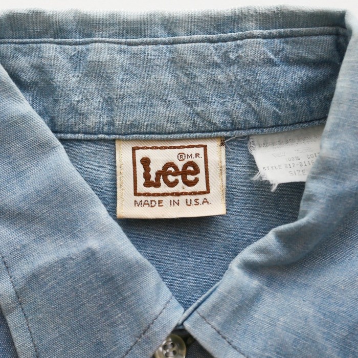 80's 80年代 USA製 Lee リー 長袖シャツ ウエスタンシャツ シャンブレー サックスブルー アメリカ製 メンズ Mサイズ US古着【UR-0250】 | Vintage.City 古着屋、古着コーデ情報を発信