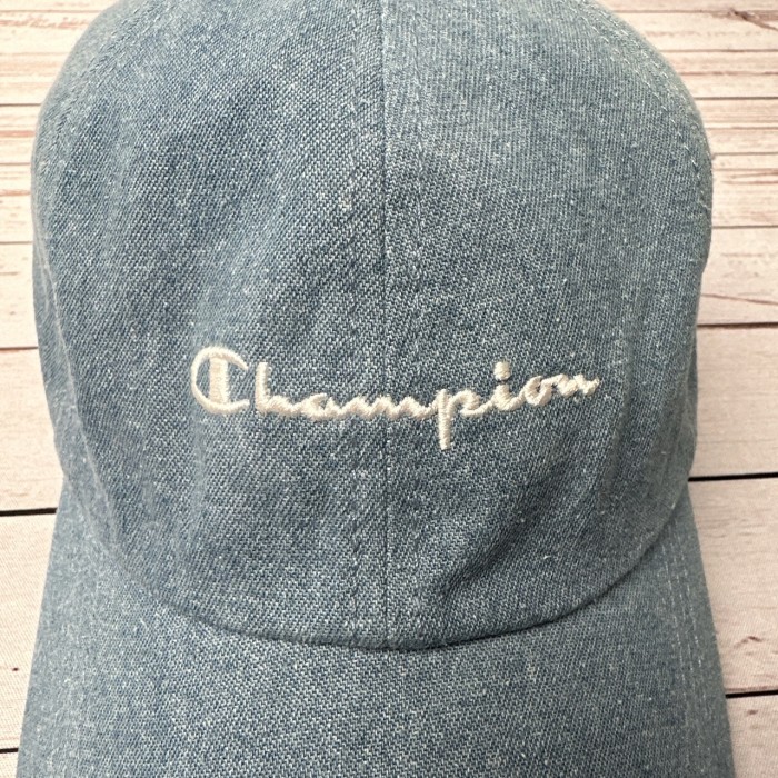 Champion　チャンピオン　刺繍ロゴ　コットンキャップ　フリーサイズ　スカイブルー　帽子  古着 | Vintage.City 빈티지숍, 빈티지 코디 정보