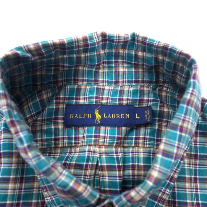 RALPH LAUREN ボタンダウンシャツ L グリーン チェック コットン スモールポニー刺繍 ビッグサイズ | Vintage.City 古着屋、古着コーデ情報を発信