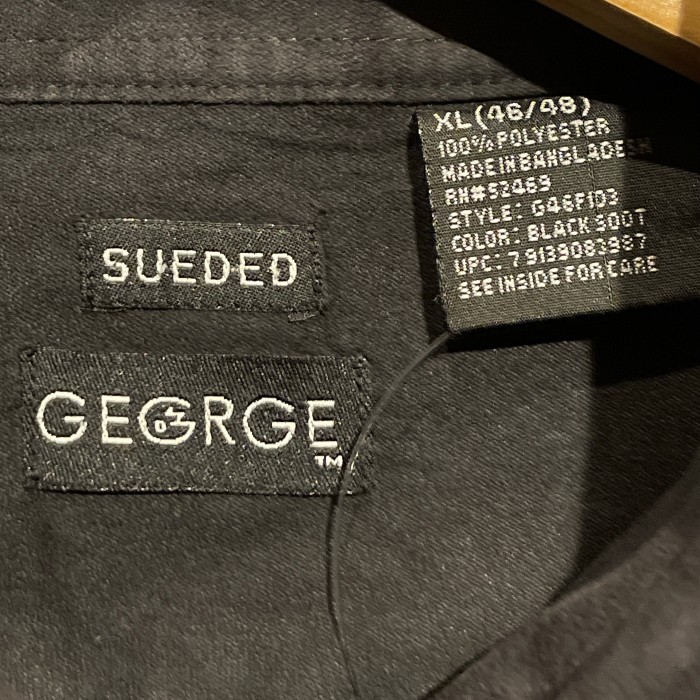 GEORGE フェイクスエードシャツ　C805 フェイクスウェードシャツ　長袖シャツ　ブラック　XLサイズ　ジャージ | Vintage.City 古着屋、古着コーデ情報を発信