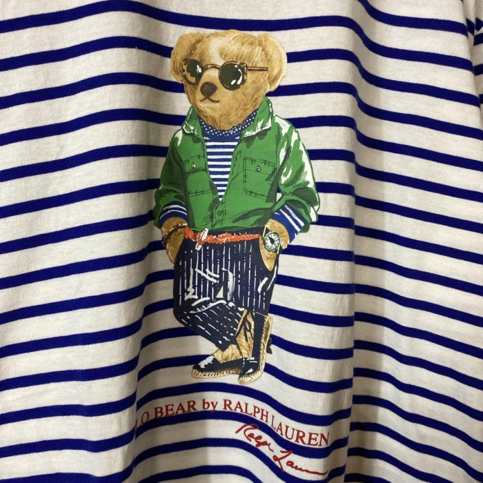 POLO RALPH LAuREN polo bear border T-shirt size XL 配送A　ラルフローレン　ボーダー　リンガーTシャツ　オーバーサイズ | Vintage.City 빈티지숍, 빈티지 코디 정보