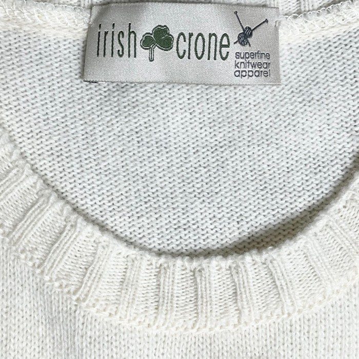MADE IN ITALY製 irish crone クルーネックウールセーター アイボリー Mサイズ | Vintage.City 古着屋、古着コーデ情報を発信