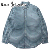 RALPH LAUREN ボタンダウンシャツ L グリーン チェック コットン スモールポニー刺繍 ビッグサイズ | Vintage.City 빈티지숍, 빈티지 코디 정보