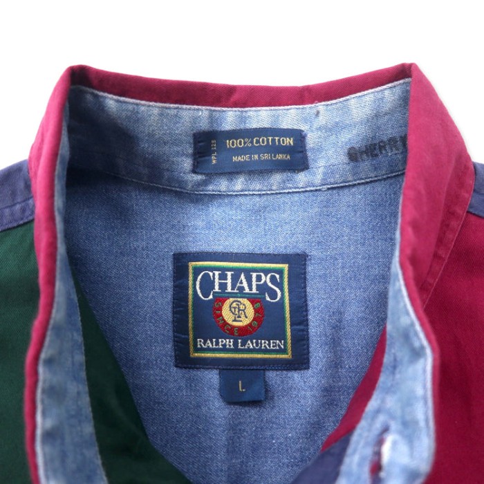 CHAPS RALPH LAUREN 90年代 クレイジーパターン ボタンダウンシャツ L マルチカラー コットン ワンポイントロゴ刺繍 | Vintage.City 古着屋、古着コーデ情報を発信