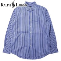 RALPH LAUREN ボタンダウンシャツ L ブルー ストライプ コットン ストレッチ CUSTOM FIT スモールポニー刺繍 | Vintage.City 古着屋、古着コーデ情報を発信