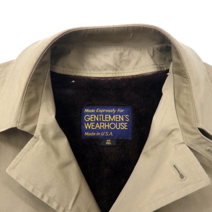 GENTLEMAN'S WAREHOUSE 80年代 USA製 比翼 ステンカラーコート 40 ベージュ  コットン チンストラップ ボアライナー着脱式 | Vintage.City 古着屋、古着コーデ情報を発信