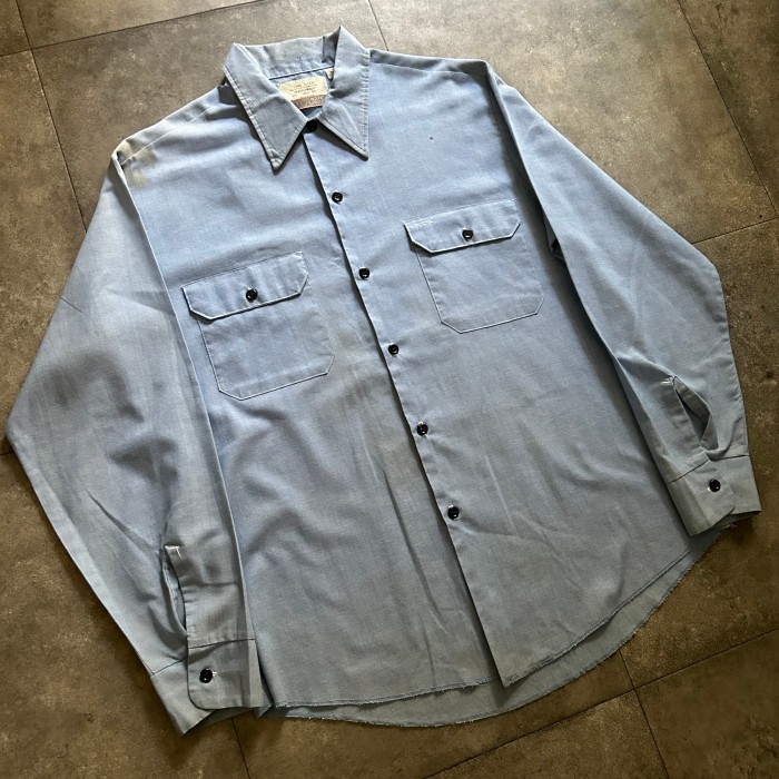 70s80s sears シアーズ ワークシャツ USA製 L ライトブルー | Vintage.City 빈티지숍, 빈티지 코디 정보
