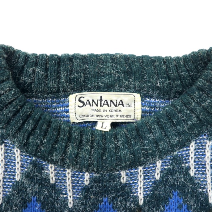 SANTANA 90年代 総柄 ニット セーター L グレー アクリル | Vintage.City 古着屋、古着コーデ情報を発信