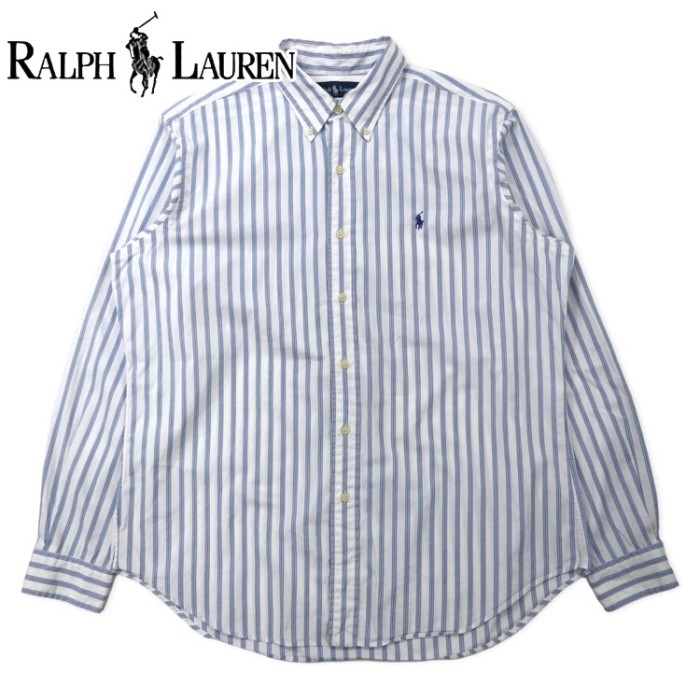 Ralph Lauren ボタンダウンシャツ L ホワイト ストライプ コットン CLASSIC FIT スモールポニー刺繍 | Vintage.City 古着屋、古着コーデ情報を発信