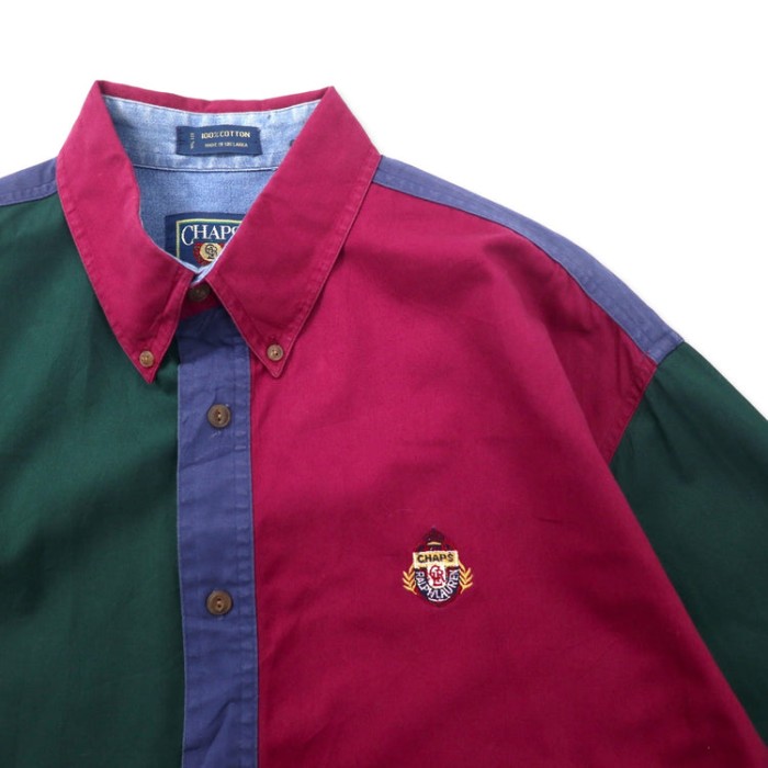 CHAPS RALPH LAUREN 90年代 クレイジーパターン ボタンダウンシャツ L マルチカラー コットン ワンポイントロゴ刺繍 | Vintage.City 古着屋、古着コーデ情報を発信