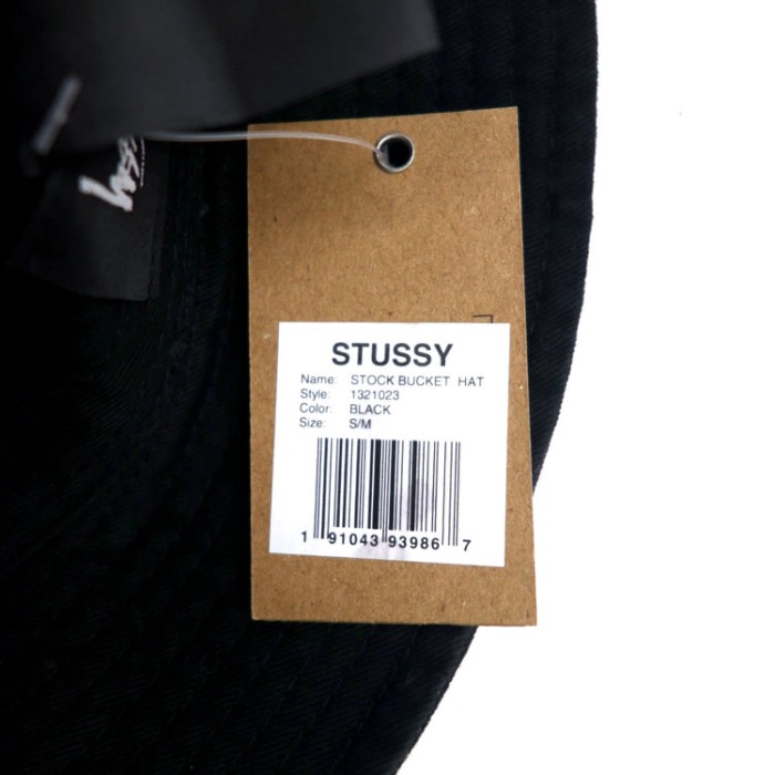 stussy ストックロゴ刺繍 バケットハット S/M ブラック コットン STOCK BUCKET HAT 1321023 未使用品 | Vintage.City 古着屋、古着コーデ情報を発信