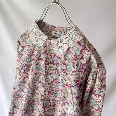 vintage SERO SHITMAKERS floral blouse 花柄白レース襟ブラウス | Vintage.City 古着屋、古着コーデ情報を発信