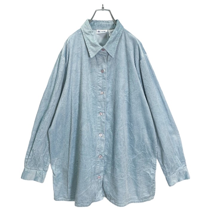 90s BLAIR L/S pale blue wide wale corduroy shirt | Vintage.City 빈티지숍, 빈티지 코디 정보