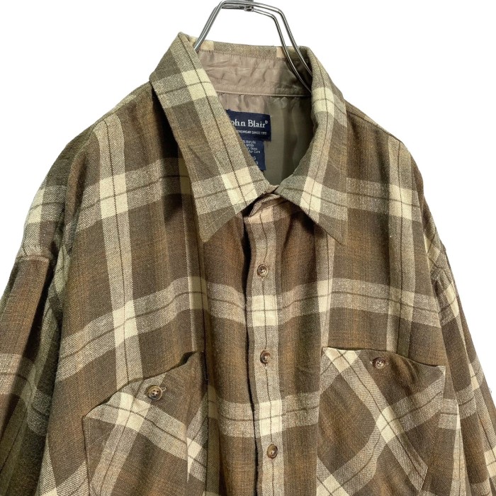 90s John Blair L/S Acrylic brown check shirt | Vintage.City 古着屋、古着コーデ情報を発信
