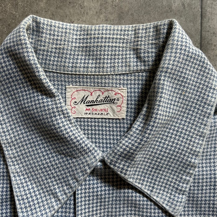 60s マンハッタン ヴィンテージシャツ M 千鳥格子 ボックス/オープンカラー | Vintage.City 古着屋、古着コーデ情報を発信