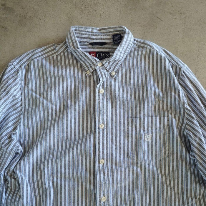 古着　CHAPS チャップス　ストライプシャツ　BDシャツ XL | Vintage.City 古着屋、古着コーデ情報を発信