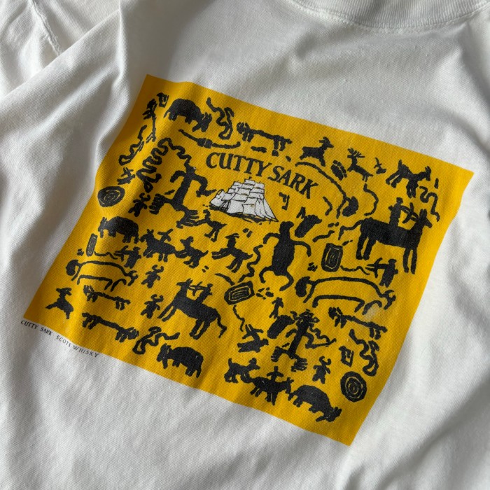 HOTO Cute Sark Print T-shirt 白Tシャツ ウイスキー | Vintage.City 빈티지숍, 빈티지 코디 정보
