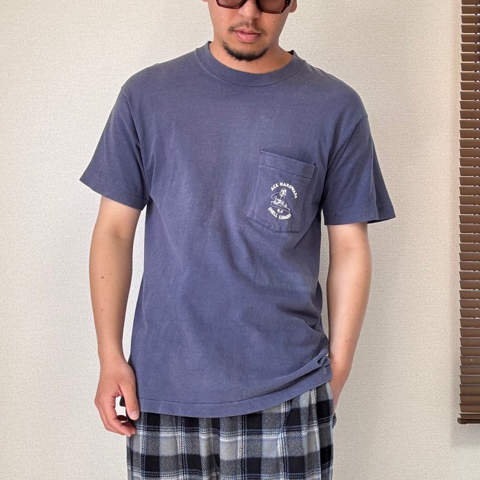 80's Fade Pocket T-shirt フルーツ フェード ナス紺 ポケットTシャツ シングル | Vintage.City 古着屋、古着コーデ情報を発信