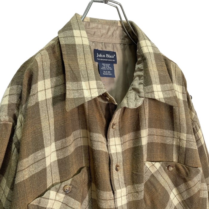 90s John Blair L/S Acrylic brown check shirt | Vintage.City 빈티지숍, 빈티지 코디 정보