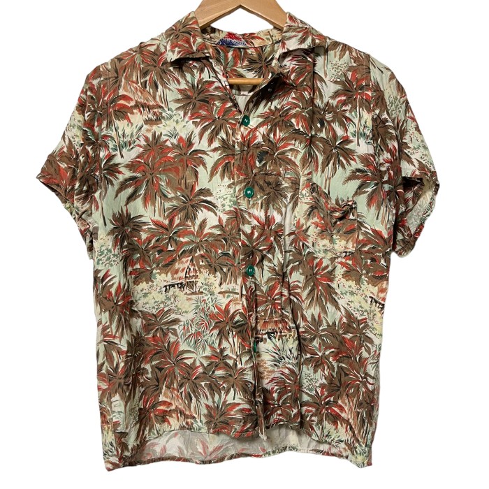 50s〜 レーヨン/アロハシャツ/Tiki/開襟/オープンカラー/ブラウン/ALOHA SHIRT/50's/ビンテージ/ヴィンテージ/vintage/open collar shirt | Vintage.City 빈티지숍, 빈티지 코디 정보