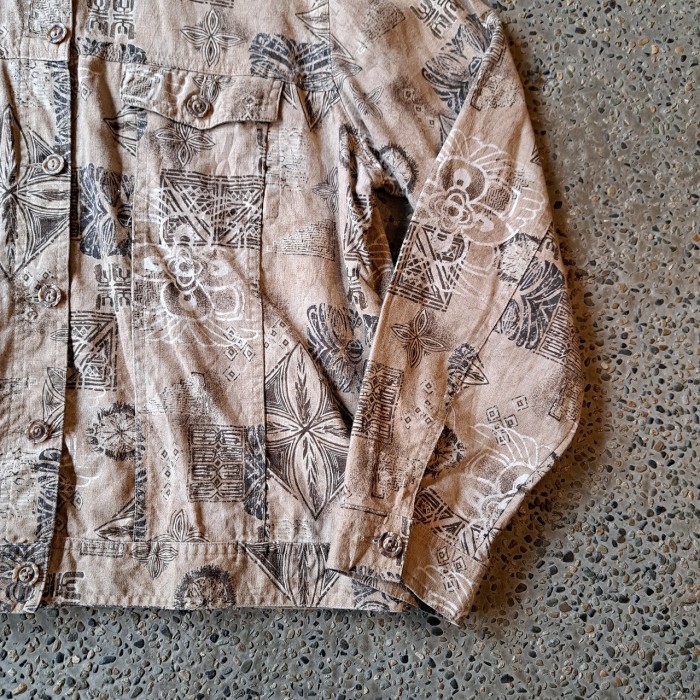 リネン混 総柄トラッカージャケット used [303111] | Vintage.City 古着屋、古着コーデ情報を発信