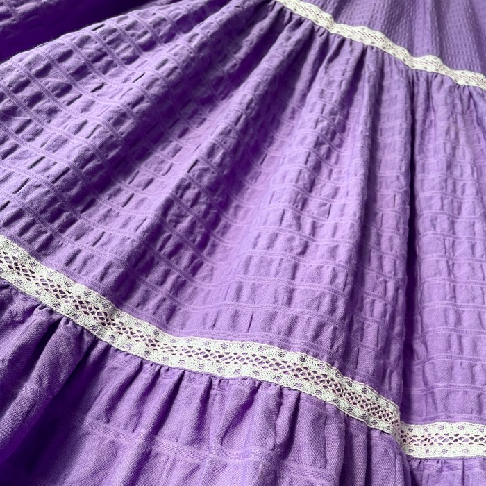 7-80s 紫マキシ丈ティアードスカート | Vintage.City 古着屋、古着コーデ情報を発信