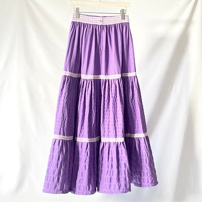 7-80s 紫マキシ丈ティアードスカート | Vintage.City 빈티지숍, 빈티지 코디 정보