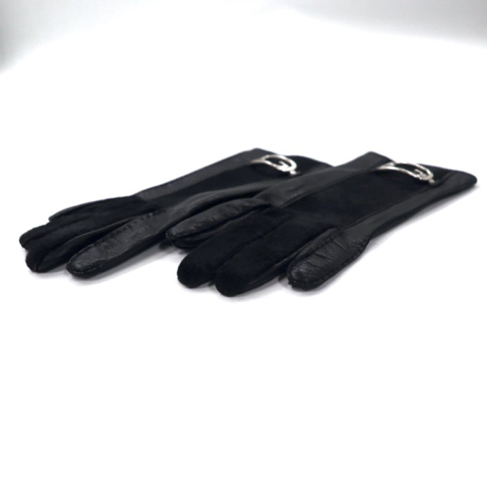 GUCCI イタリア製 オールドグッチ ハラコ レザーグローブ 手袋 6 ブラック GGロゴプレート レディース | Vintage.City 古着屋、古着コーデ情報を発信
