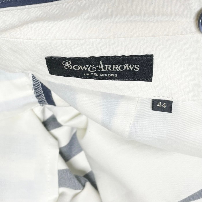 MADE IN JAPAN製 BOW & ARROWS UNITED ARROWS ストライプ柄コットンスラックス ネイビー×ホワイト 44サイズ | Vintage.City 古着屋、古着コーデ情報を発信