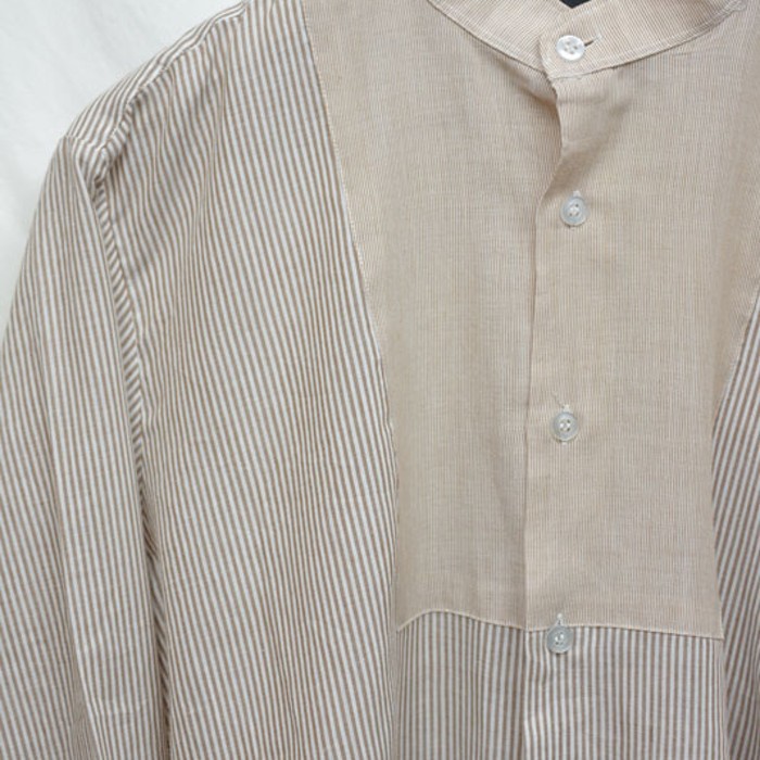 ストライプのバンドカラーシャツ | Vintage.City 古着屋、古着コーデ情報を発信