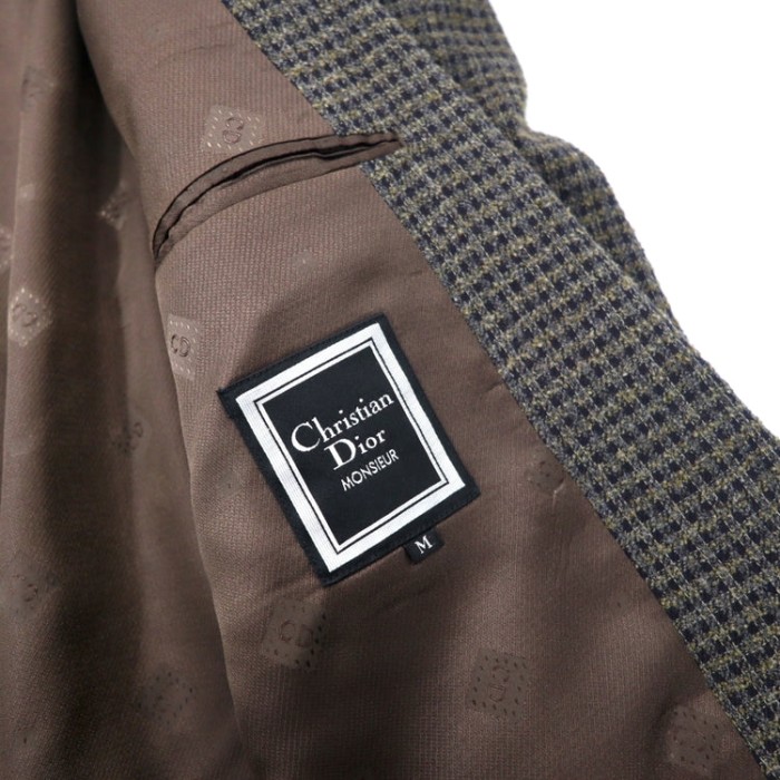 Christian Dior MONSIEUR オールド ダブル テーラードジャケット M グレー チェック ウール 日本製 | Vintage.City 古着屋、古着コーデ情報を発信