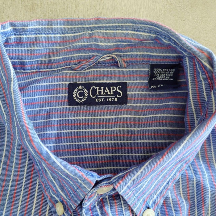 Used CHPAS stripe shirts 古着　CHAPSチャップス　ストライプシャツ　BDシャツ XL | Vintage.City 빈티지숍, 빈티지 코디 정보