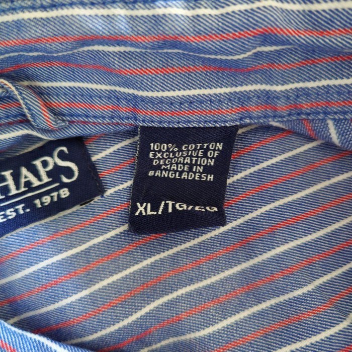 Used CHPAS stripe shirts 古着　CHAPSチャップス　ストライプシャツ　BDシャツ XL | Vintage.City 빈티지숍, 빈티지 코디 정보
