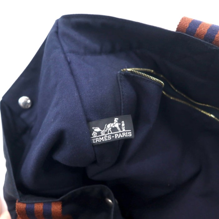 HERMES フランス製 フールトゥ GM キャンバス トートバッグ ネイビー コットン | Vintage.City 古着屋、古着コーデ情報を発信