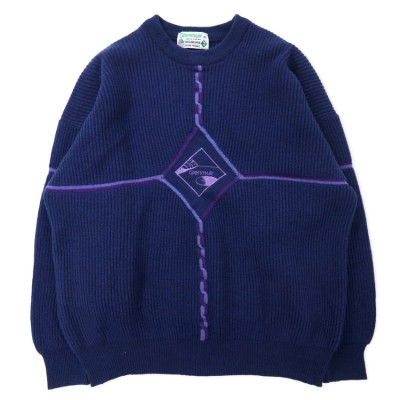 Glenmuir スコットランド製 リブ ニット セーター 42 ネイビー ラムウール 刺繍 | Vintage.City 古着屋、古着コーデ情報を発信