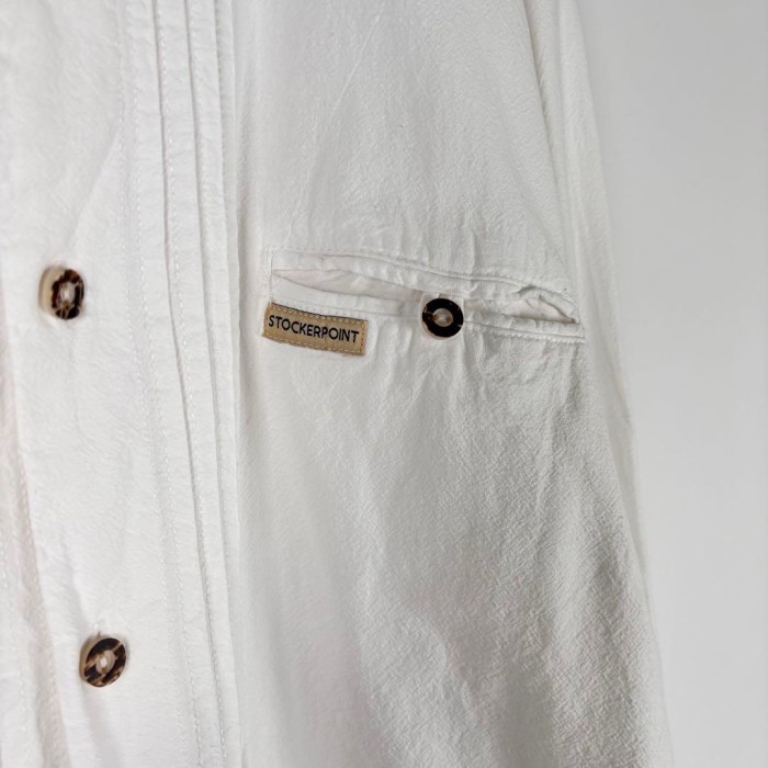 ユーロ 古着 チロリアンシャツ 長袖 シンプル ポケット ホワイト S 293 | Vintage.City 古着屋、古着コーデ情報を発信