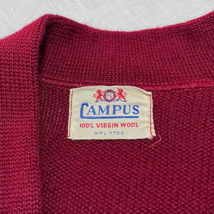 50s 雰囲気系 CAMPAS キャンパス ニット カーディガン バーガンディ ワインレッド S〜 M セーター | Vintage.City 古着屋、古着コーデ情報を発信