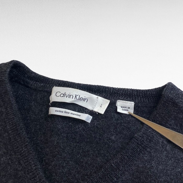 【00's】 カルバンクライン L メリノウール Vネックニット セーター | Vintage.City 古着屋、古着コーデ情報を発信