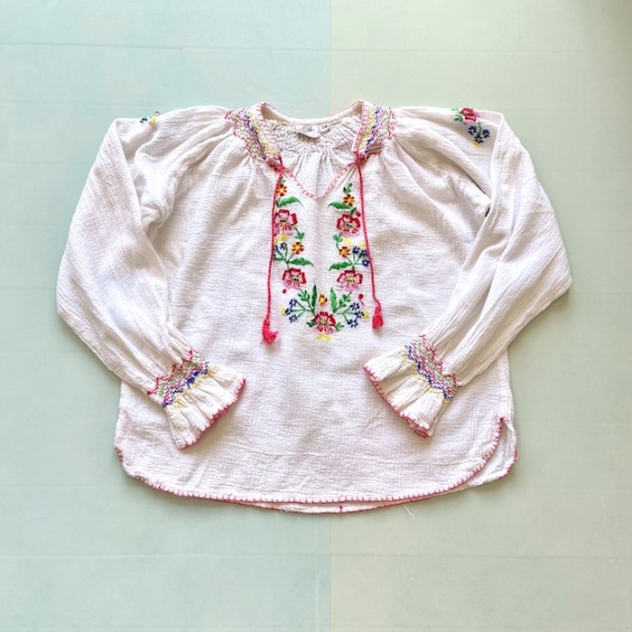 white flower embroidery blouse | Vintage.City 빈티지숍, 빈티지 코디 정보