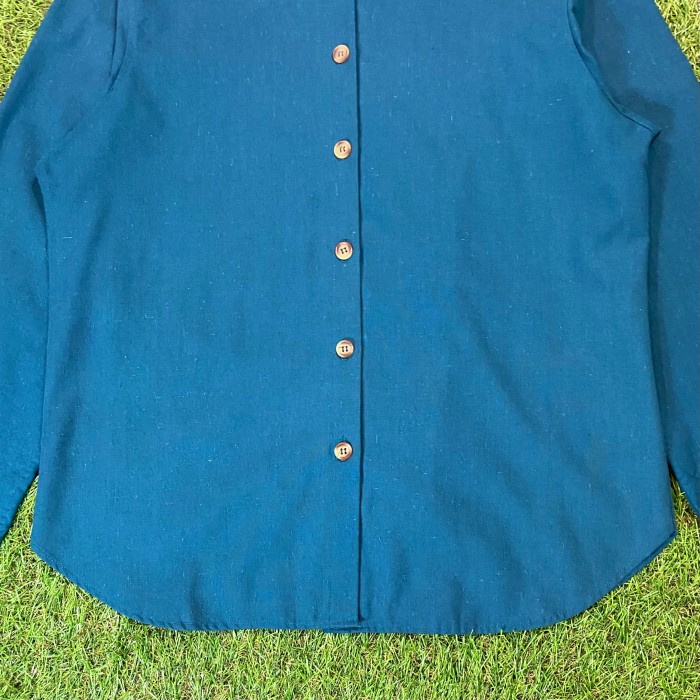 【Unisex】90s グリーン ノーカラー ジャケット / Made In USA Vintage ヴィンテージ 古着 シャツ 長袖シャツ | Vintage.City 古着屋、古着コーデ情報を発信