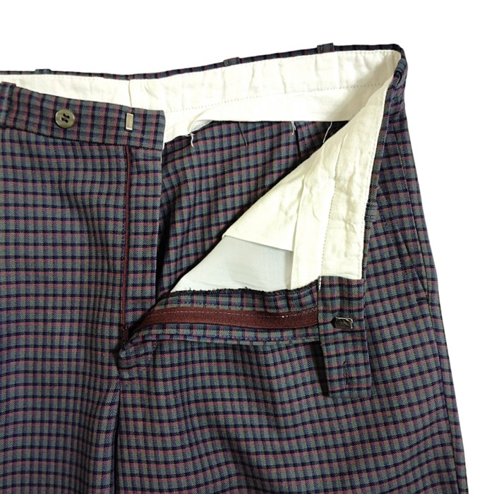 UNKNOWN / Unusual Check Poly×Viscose Slacks Pants W32 | Vintage.City 古着屋、古着コーデ情報を発信