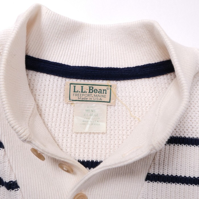 80's～ L.L.BEAN エルエルビーン Henley Neck Border Knit / Made in USA | Vintage.City 古着屋、古着コーデ情報を発信