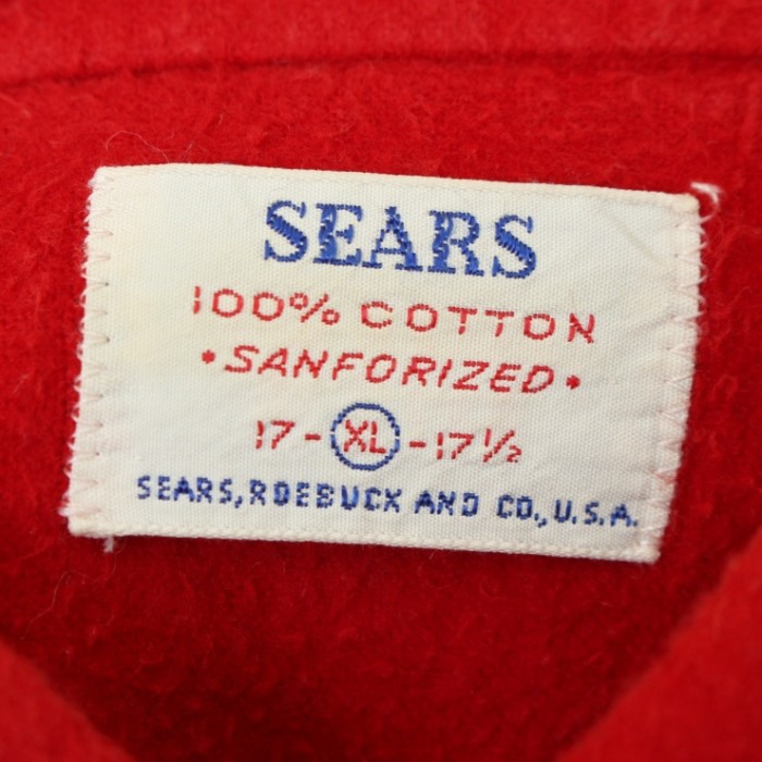 60s USA製 Sears コットン シャモアクロス シャツ レッド メンズXL マチ付き 長袖 アメリカ古着 | Vintage.City 古着屋、古着コーデ情報を発信