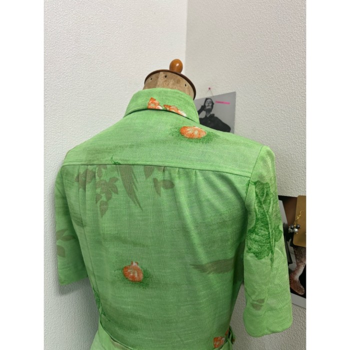 半袖ワンピース ベルト付き レトロ 緑 グリーン レディースM 9号 #337 | Vintage.City 古着屋、古着コーデ情報を発信